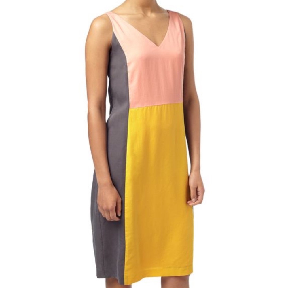Oliver Bonas size 16 V-Neck colorblock Sleeveless Sheath Dress